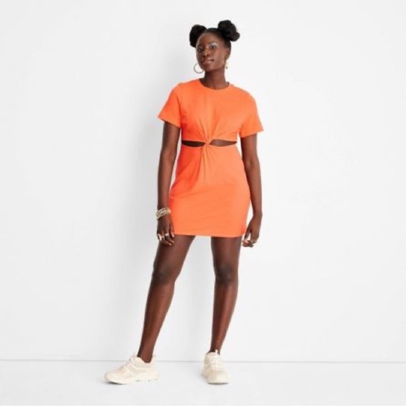 Orange Cut-Out T-Shirt Dress NWOT - Picture 2 of 3